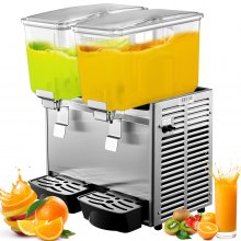 Commercial Beverage Dispenser 24l 2 Tank Fruit Juice Cold Drink Stainless Steel