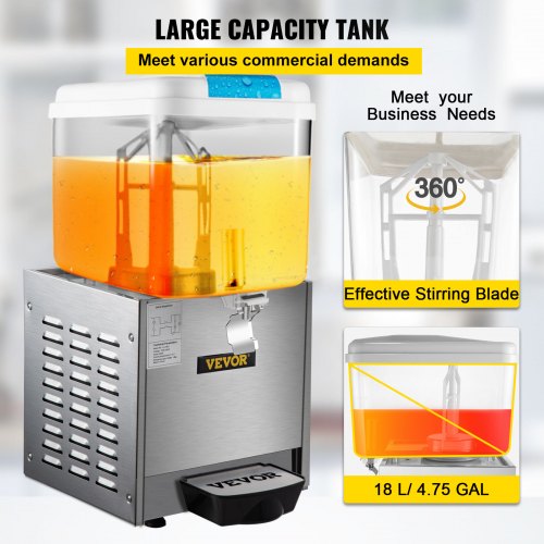 Commercial Beverage Dispenser Gallon Home Use Cold Drink Juice Machine 2x 8L 