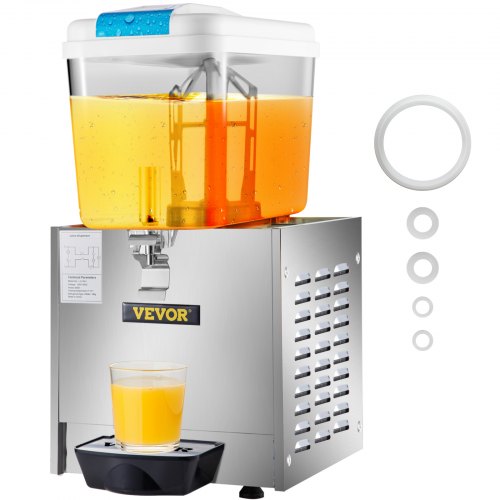 VEVOR 110V Commercial Beverage Dispenser,4.8 Gallon 18L Juice Dispenser Commercial,200W Stainless Steel Food Grade Material Ice Tea Drink Dispenser