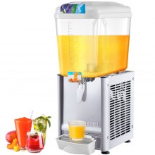 VEVOR Commercial Beverage Dispenser, 4.8 Gallon 1 Tank Cold Beverage Dispenser, 200W Food Grade Material Stainless Steel Commercial Juice Dispenser With Thermostat Controller for Cold Drink