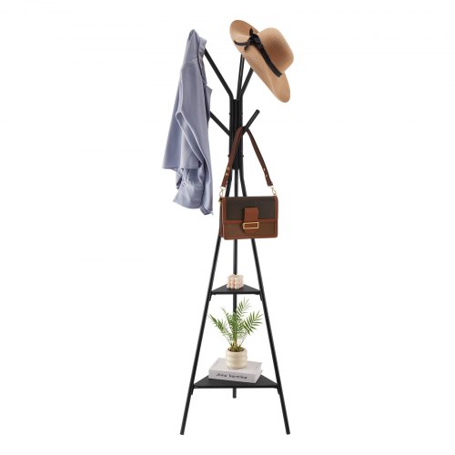 

VEVOR Coat Rack Freestanding Coats Rack Stand with 2 Shelves & 6 Hooks