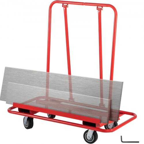 

VEVOR Drywall Cart, 45.3"L × 21.7"W × 31.5"H Drywall Sheet Carts with 2200 LBS/1 Ton Load Capacity, Heavy Duty Plasterboard Trolley with Four 5" Wheels, Service Dolly for Handling Sheetrock Sheet Pane