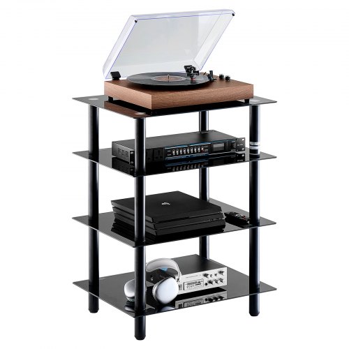 

VEVOR 4-Tier AV Media Stand Strengthened Tempered Glass Audio-Video Media Stand