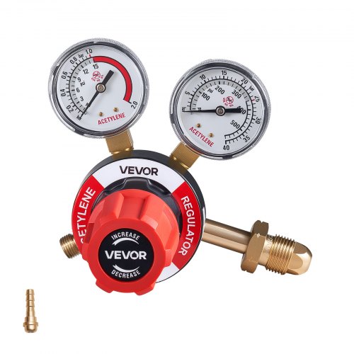 

VEVOR Acetylene Regulator, Precise Acetylene Regulator, 0-500PSI Welding Gas Gauge with CGA-510 Inlet Connection & 9/16"-18 LH Outlet Connection, PC Knob Adjustment