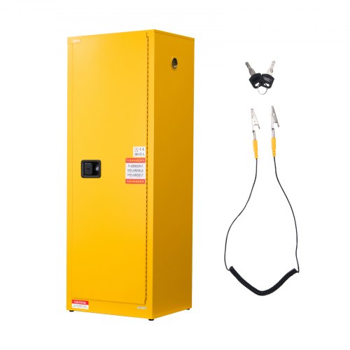 VEVOR Flammable Cabinet, 23.2 x 18.1 x 65.0 inch, 23 Gallon Flammable Storage Cabinet with Adjustable Shelf, Cold-Rolled and Galvanized Steel Fire Cabinets, for Commercial Industrial Home Use, Yellow