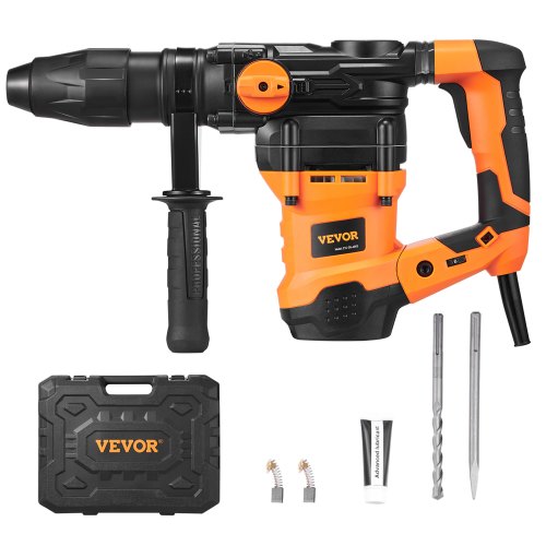 VEVOR 1-9/16 Inch SDS-Max Rotary Hammer Drill, 13Amp Corded Drills, Heavy Duty Chipping Hammers with Vibration Control & Safety Clutch, Electric Demolition Hammers Variable Speed, Power Tool For Concr