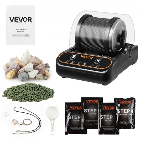 

VEVOR Rock Tumbler, 2 lb Rock Polishing Machine, Rocks Tumbling Kit with 4-Speed Adjustment, 1–9 Day Timer, PC Sound Reduction Cover & TPU Drum, Direct Drive Motor Rocks Polishing, Quiet Operation