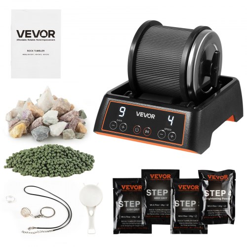 

VEVOR Rock Tumbler, 1 lb Rock Polishing Machine, Rocks Tumbling Kit with 4-Speed Adjustment, 1–9 Day Timer, Direct Drive Motor Rocks Polishing Kit for Rose Quartz, Amethyst, Quiet Operation
