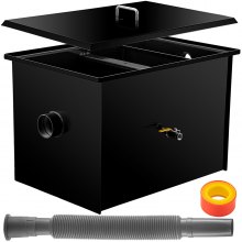 VEVOR Commercial Grease Interceptor 40 LB, Carbon Steel Grease Trap 20 GPM, Grease Interceptor Trap with Side Water Inlet, Under Sink Grease Trap for Restaurant Canteen Factory Home Kitchen