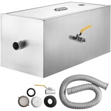 VEVOR Commercial Grease Interceptor, 6 GPM Commercial Grease Trap, 8 LB Grease Interceptor, Stainless Steel Grease Trap w/Top & Side Inlet, Under Sink Grease Trap for Restaurant Factory Home Kitchen