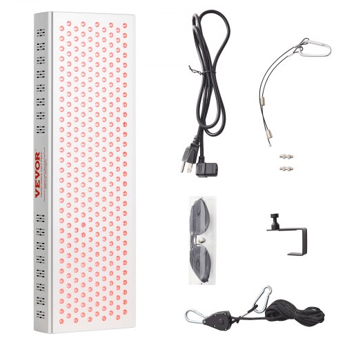 

VEVOR Red Light Lamp Panel, 300 LEDs Red Light Near Infrared Light with Timer, Adjustable Angle & Brightness Red Lamp at Home, 300W
