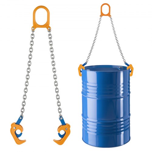 

VEVOR Chain Drum Lifter, G80 Drum Lifting Chain Sling with Thickened Security Hook, 2000LBS Capacity, 1.6ft Long Sturdy Drums Handling Equipment, Carbon Steel Barrel Lifter for Plastic & Metal Drums
