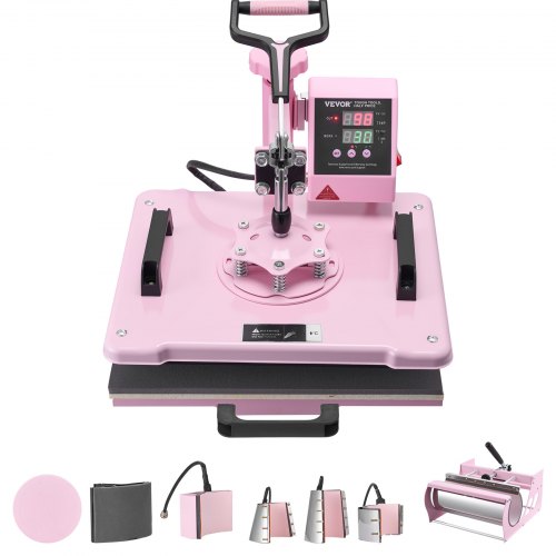 

VEVOR Heat Press Machine, 12 x 15 inch, 8 in 1 Heat Transfer Machine with 6-30 oz Tumbler Press, 360° Swing Away T-Shirt Pressing, Digital Precise Control, for T-Shirts/Mugs/Hats/Plates, Pink