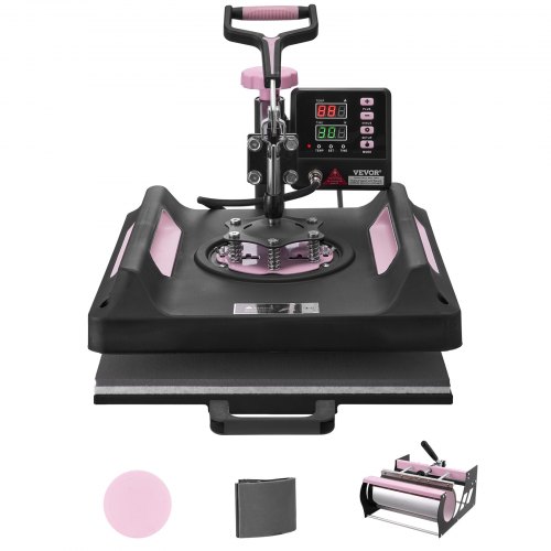 

VEVOR Heat Press Machine, 15 x 15 inch, 5 in 1 Heat Transfer Machine with 30 oz Tumbler Press, 360° Swing Away Digital T-Shirt Pressing Machine, Teflon Coating, for T-Shirts/Mugs/Hats/Plates, Black