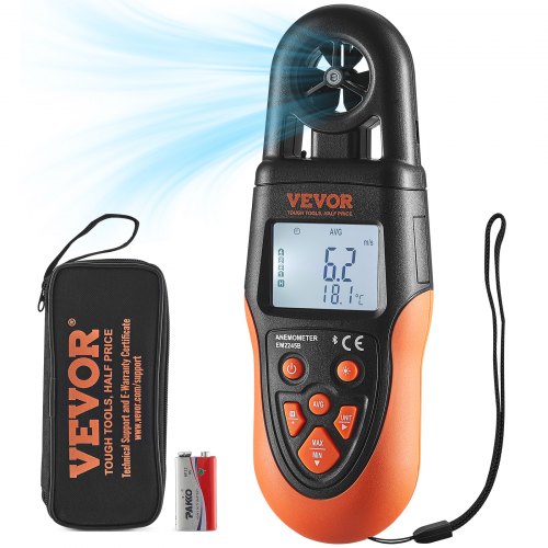VEVOR Bluetooth Portable Anemometer, Temperature Range 14℉-140℉, Digital Device