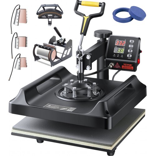 VEVOR Heat Press Machine 8 in 1 Combo, Heat Press 15x15 in, Swing Away T Shirt Printing Machine Digital Control, Multifunction Transfer Machine Sublimation, for T-Shirt Hat Cap Mug Plate, Black YTSTHJPZGSYTW0HAEV1