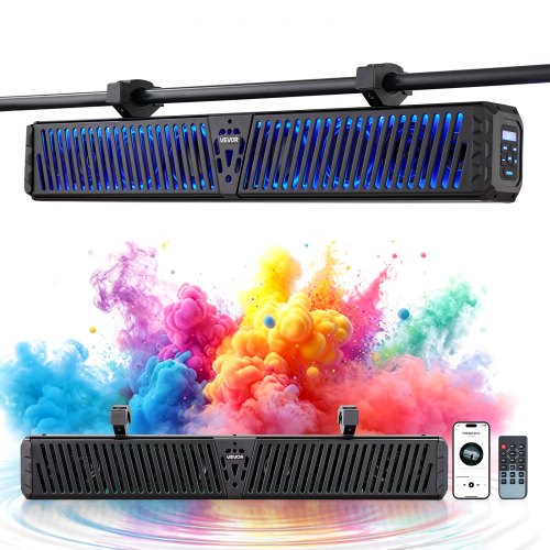 VEVOR UTV Sound Bar 34.8 Inch 8-Speaker Golf Cart Soundbar with Bluetooth, for UTVs ATVs Golf Carts Boats, Support Bluetooth USB AUX IN RF Remote, with RGB Multicolor Illumination, IP65 Waterproof