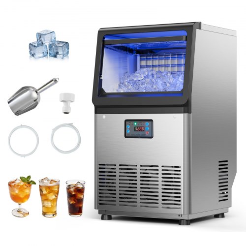 

VEVOR Commercial Ice Maker Machine, 36 kg/24h with 6 kg Storage Capacity, Countertop/Freestanding/Under Counter, Stainless Steel Ice Maker with LED Display & Self-Cleaning, for Home Bar Restaurant