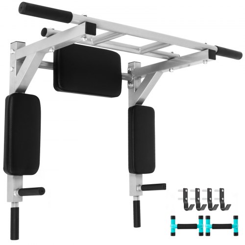 Pull Up Bar Wall Mounted Power Tower Chin Up Station Workout Fitness 2in1 Home
