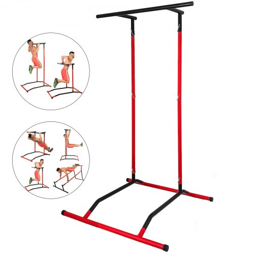 Adjustable Dip Power Tower Chin Up Stand Pull Up Bar Gym Home Fitness Workout US 