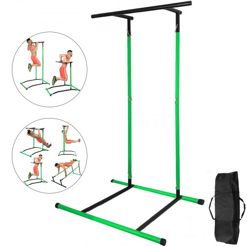 

VEVOR 220lbs Pull Up Station,Dip Station Pull Up Bar Free Standing Power Tower Pull Up Tower with Carry Bag Portable Pull Up Rack(Green)