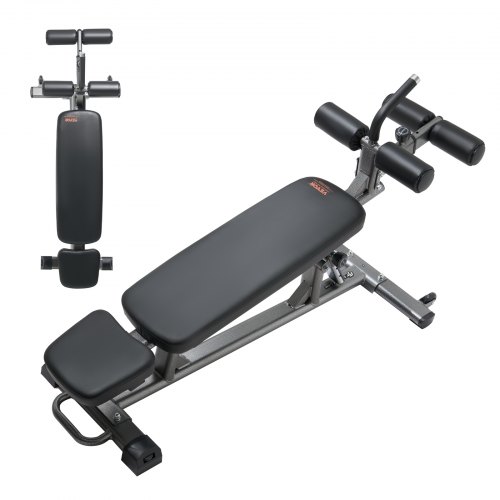 VEVOR Sit Up Bench Curved Ab Bench 4 Adjustable Height Reverse Crunch Handle
