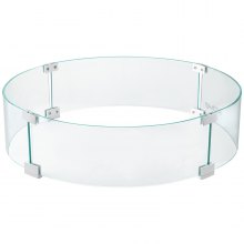 VEVOR Fire Pit Wind Guard, 26 x 26 x 6 Inch Glass Flame Guard, Round Glass Shield, 1/4-Inch Thick Fire Table, Clear Tempered Glass Flame Guard, Aluminum Alloy Feet for Propane, Gas, Outdoor
