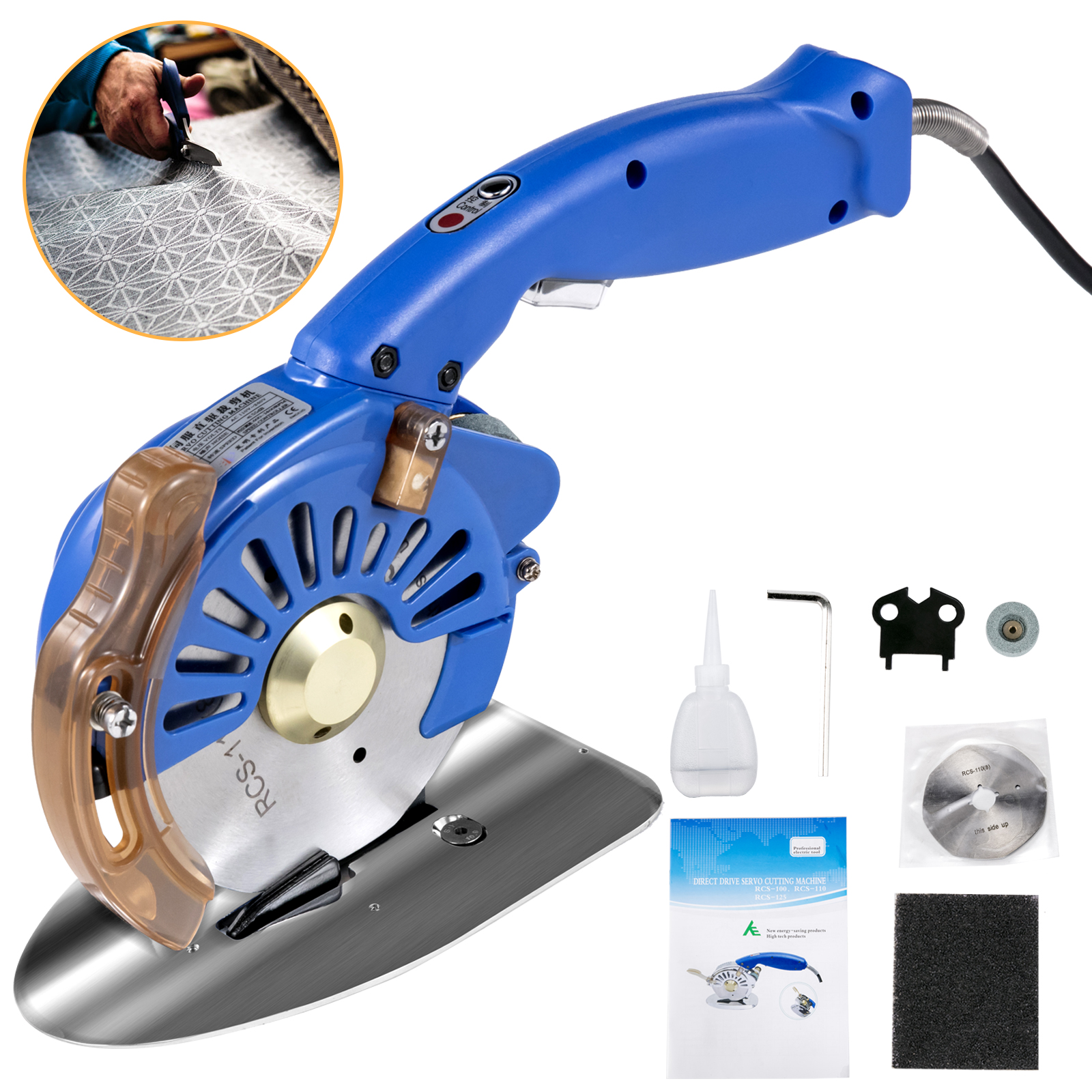 4.3"/110mm Electric Fabric Cloth Cutter Rotary Leather Cutting Machine + Blade от Vevor Many GEOs
