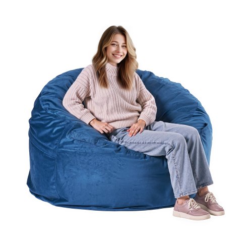 

VEVOR Round Bean Bag Chair with Removable and Washable Cover for Adults Blue