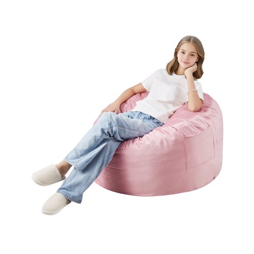 

VEVOR 3 feet Round Bean Bag Chair with Removable Cover & Dutch Velvet Pink