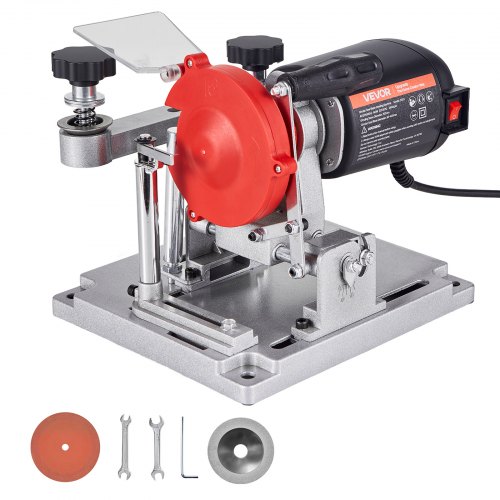 VEVOR Circular Saw Blade Sharpener, 140W 5700RPM Electric Saw Blade Sharpening Machine with 100mm Ceramic & Diamond Grinding Wheels - Fits 90mm to 400mm Diameter Circular Saw Blades