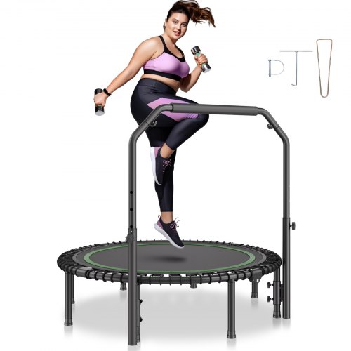 

VEVOR 51" Foldable Mini Fitness Trampoline Adults Exercise Rebounder with Handle