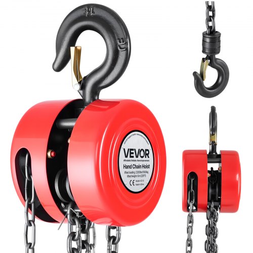 VEVOR Hand Chain Hoist 2200 lbs Capacity 20 ft Manual Chain Block with G70 Chain