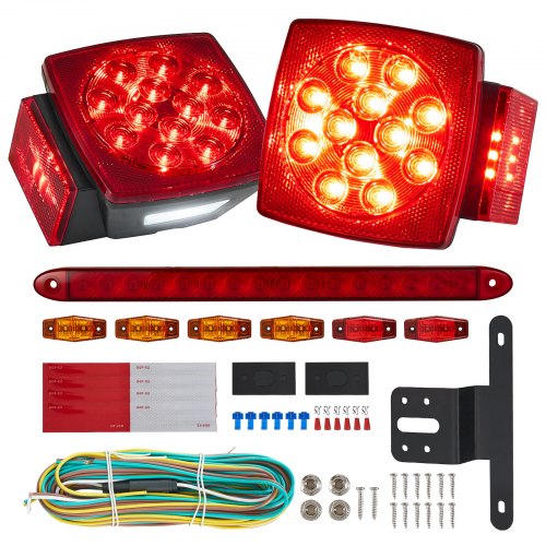 

VEVOR Trailer Lights, 12V LED Trailer Tail Lights Kit with Stop Brake Turn Tail License Plate Clearance Lamp, Waterproof Tow Lighting Kit with Wiring Harness for Boat Truck Camper RV Snowmobile Bus