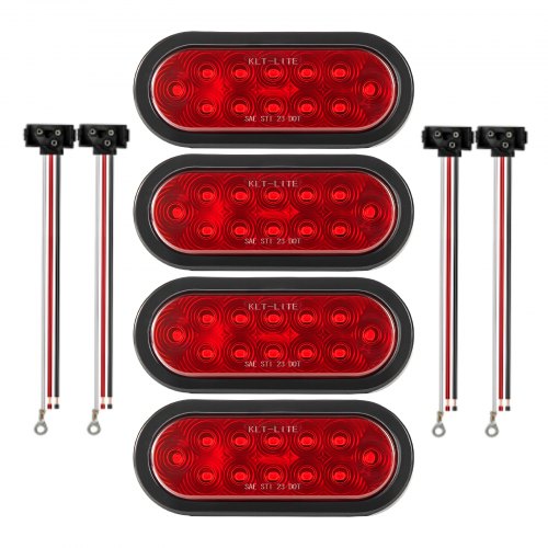 

VEVOR Trailer Lights, 4PCS 12V Oval LED Trailer Tail Lights Kit with Stop Brake Turn Tail Lamp, Waterproof Tow Lighting Kit for Boat Truck Camper RV Snowmobile Bus Caravan, 2 Mounting Options, Red