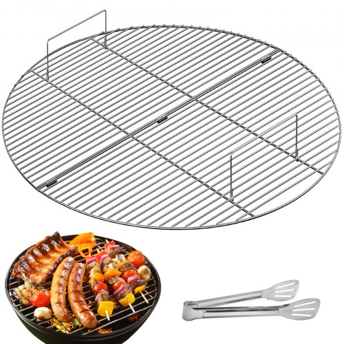 VEVOR Fire Pit Cooking Grill Grate 36 Inch, Foldable Round Cooking Grate, Solid Stainless Steel Campfire BBQ Rack with Folding Handle & Lightweight for Outdoor Picnic Party & Gathering, Silver
