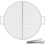 VEVOR Fire Pit Cooking Grill Grate 24 Inch, Foldable Round Cooking Grate, Stainless Steel Tight Grid Campfire BBQ Grill with Portable Handle for Outdoor Picnic Party & Gathering, Silver