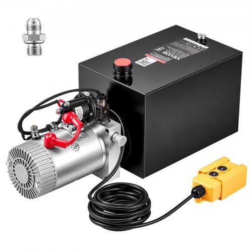 VEVOR 12 Quart Hydraulic Pump, Single Acting Hydraulic Power Unit, 3200 PSI Max Relief Pressure, 0.91 GPM Flow Rate, DC12V 1.6KW Power Unit for Dump T