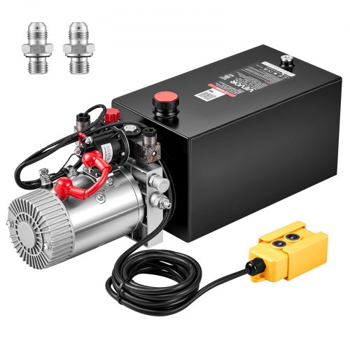 VEVOR 10 Quart Hydraulic Pump, Double Acting Hydraulic Trailer Pump, 3200PSI Max Relief Pressure, 0.91GPM Flow Rate, DC12V 1.6KW Power Unit for Dump Trailer Car Lifting (Horizontal Installation)