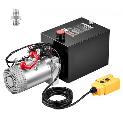 VEVOR 8 Quart Hydraulic Pump, Single Acting Hydraulic Power Unit, 3200 PSI Max Relief Pressure, 0.91 GPM Flow Rate, DC12V 1.6KW Power Unit for Dump Tr