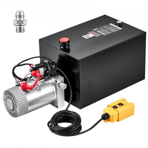 VEVOR 20 Quart Hydraulic Pump, Single Acting Hydraulic Power Unit, 3200 PSI Max Relief Pressure, 0.91 GPM Flow Rate, DC12V 1.6KW Power Unit for Dump T