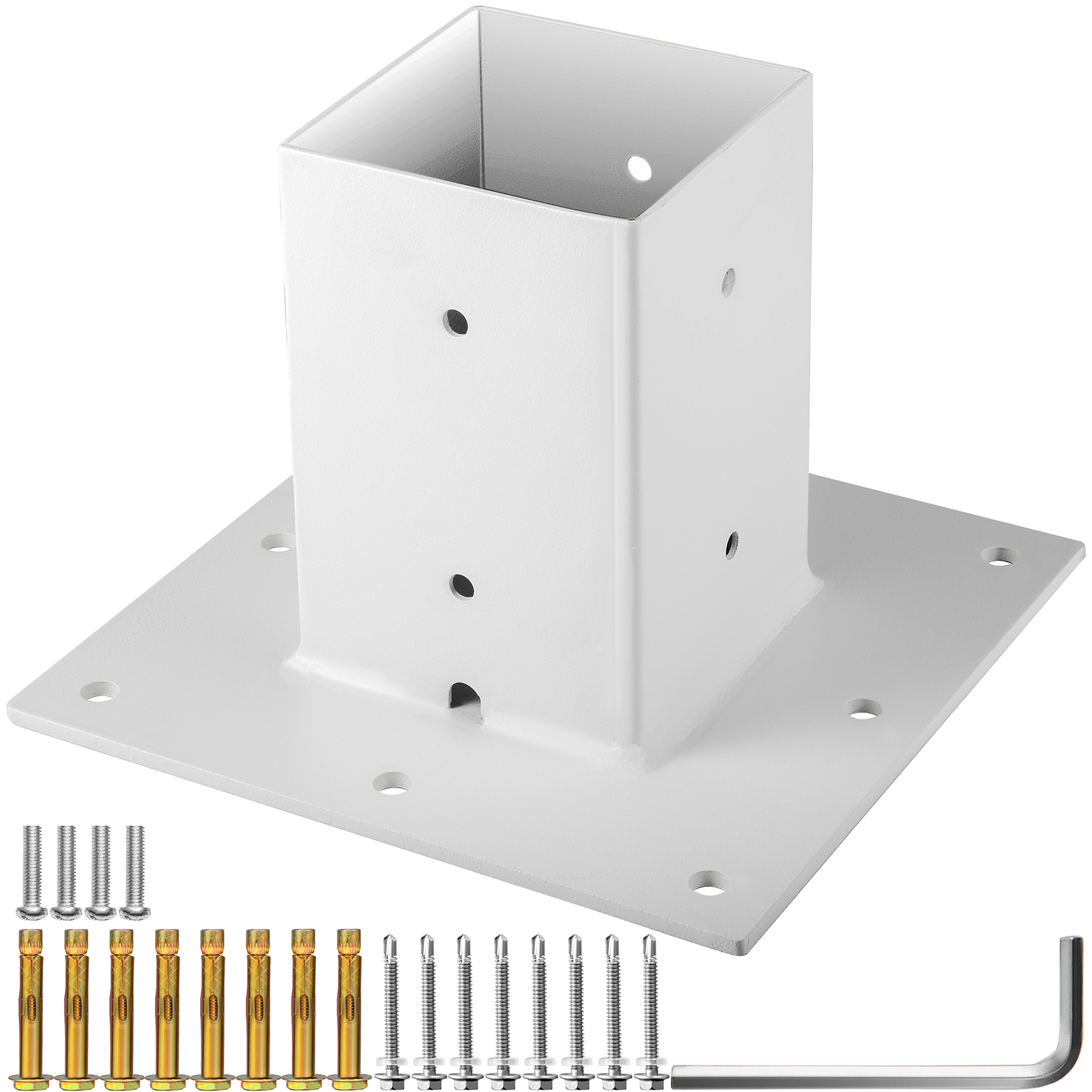 VEVOR Post Base, 4"x4" Mailbox Base Plate, White PowderCoated Fence