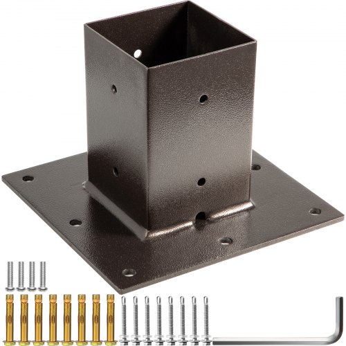 

Vevor Post Base Mailbox Base Plate 4x4" Bronze Powder-coated Steel Surface Mount