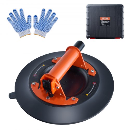 

VEVOR Glass Suction Cup, 10" 990 lbs Load Capacity, Vacuum Suction Cup with Steel Handle & Carry Box, Heavy Duty Industrial Suction Cup Lifter Tool for Glass, Granite, Tile, Metal, Wood Panel Lifting