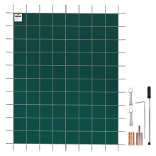 VEVOR Pool Safety Cover Fits 14x26ft Rectangle Inground Safety Pool Cover Green Mesh Solid Pool Safety Cover for Swimming Pool Winter Safety Cover