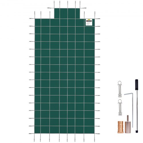 

VEVOR Pool Safety Cover Fits 20x40ft Rectangle Inground Safety Pool Cover Green Mesh with 4x8ft Center End Steps Solid Pool Safety Cover for Swimming Pool Winter Safety Cover