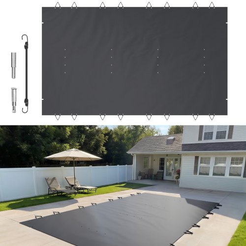 VEVOR Pool Safety Cover Fits 10.5×18.6ft Rectangle Inground Pools, Safety Pool Cover with Drainage Holes, Mesh Pool Cover for Swimming Pool, PVC Winte