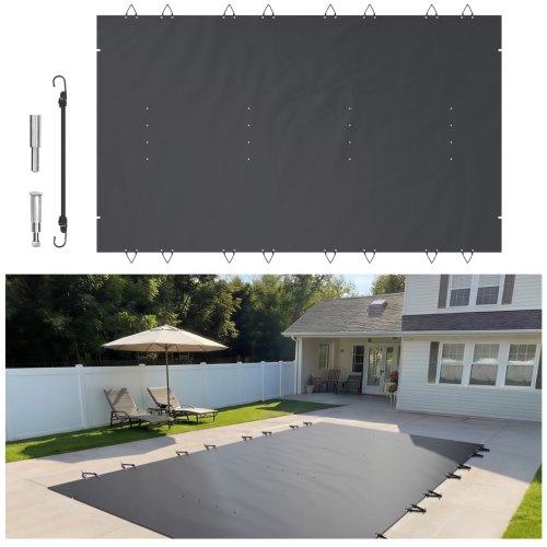 Vevor Pool Safety Cover Fits 10.5X18.6Ft Rectangle Inground Pools, Safety Pool Cover With Drainage Holes, Mesh Pool Cover For Swimming Pool, PVC Winte-image