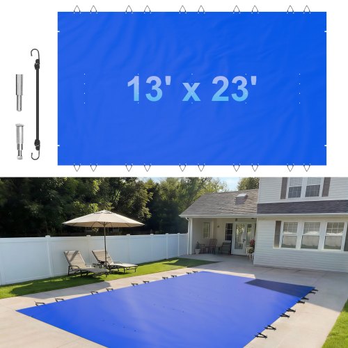 

VEVOR Pool Safety Cover Fits 12x22ft Rectangle Inground Pools, Safety Pool Cover with Drainage Holes, Mesh Pool Cover for Swimming Pool, PVC Winter Safety Cover, Blue