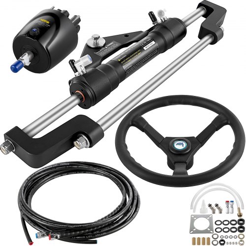 VEVOR Hydraulic Outboard Steering Kit 300HP, Hydraulic Steering Kit Helm Pump, Hydraulic Boat Steering Kit With 16 Feet Hydraulic Steering Hose For Bo